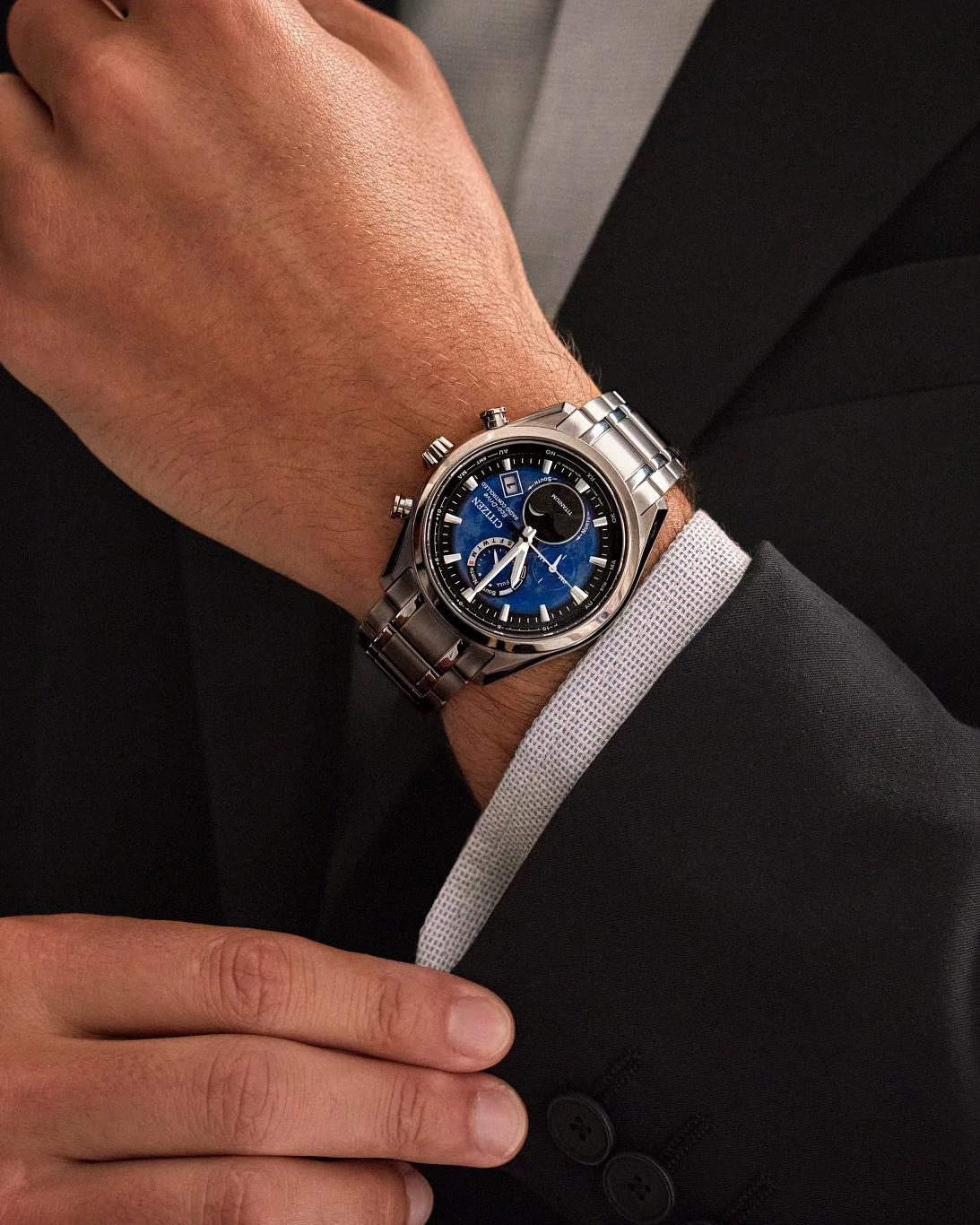 ☆tsuki☆　0709 Tsuki-Yomi A-T Blue Dial Super Titanium Bracelet BY1010-57L | CITIZEN